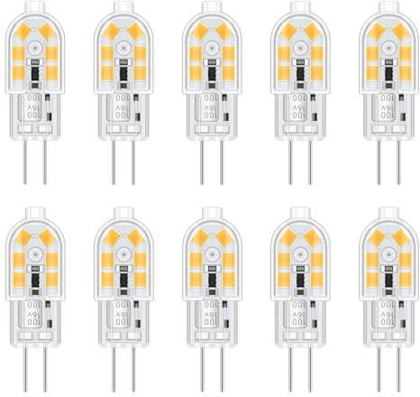 Akynite Einbaustrahler G4 LED 12V 2W AC/DC Neutralweiß 4000K, G4 10W 20W Halogenlampe Ersatz, LED G 4 Stiftsockellampe Neutralweiss für Dunstabzugshaube Lampe, nicht dimmbar, 10er-Set