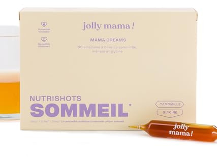 Jolly mama! Mama Dreams | Complément Alimentaire Sommeil | Plantes, Glycine, Mélisse, Camomille | Sans Mélatonine | Compatible Grossesse et Allaitement | Cure 1 Cycle, 20 Ampoules