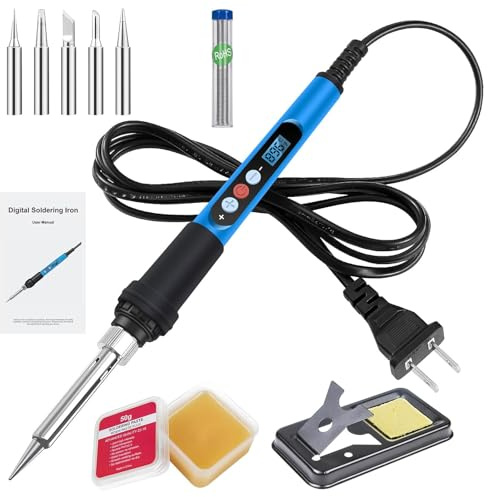 ANBES Soldering Iron Kit, 90W 110V Fast Heat up LCD Digital Soldering Gun kit with Ceramic Heater, 10 in 1 Adjustable Temperature Soldering Kit with Automatic Sleep Mode