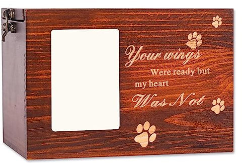 Oewnvmd Urnas para Mascotas para Cenizas de Perros y Gatos, Regalo Conmemorativo de PéRdida de Mascotas, Marcos de Fotos, Urnas, Caja Conmemorativa de Madera para Mascotas