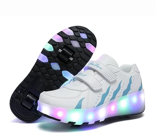 HUSKSWARE Kinder Sneaker 2 Räder Jungen Mädchen Sneaker Party Geburtstag Weihnachten, Weiß Blau 38