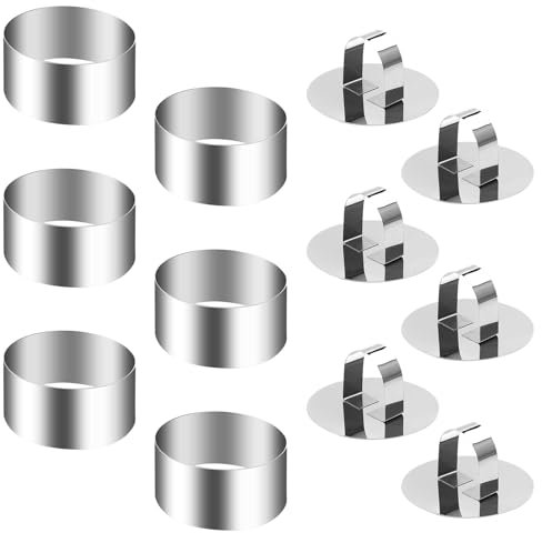 VOSSOT Lot de 6 anneaux à dessert et anneaux alimentaires, anneaux de service, 8 cm, petits anneaux de service en acier inoxydable, anneaux de dessert, moules à muffins, moules à dessert, gâteaux