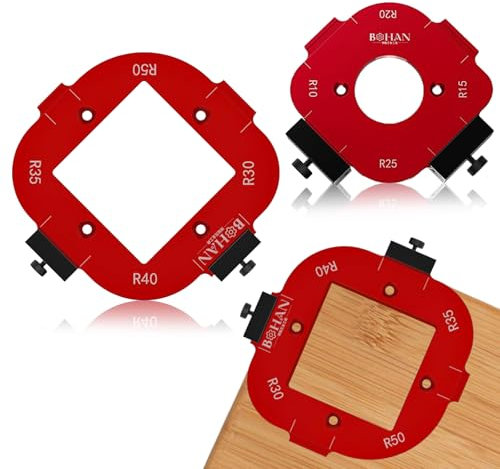 Tadpolez Lot de 2 Gabarits de Défonceuse D'angle,Gabarits D'angle Pour Défonceuse,Gabarit D'angle Rond en Alliage D'aluminium,Modèle de Routeur de Rayon R10-R50,Pour le Travail du Bois