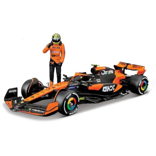 Bburago - F1 McLaren MCL38 2024 con piloto Norris, Coche diecast a Escala 1:24, réplica Detallada con piloto Incluido, Colores Oficiales McLaren, Edad Recomendada 14+