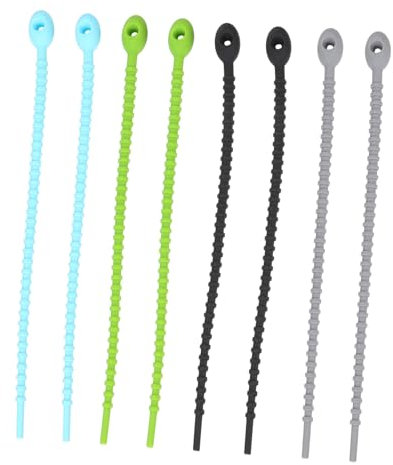CLISPEED Food Grade Silicone Binding Ties Reusable Kitchen Food Binding Silicone Ties 8pcs Colorful Stretchy for Cooking and BBQ Random Color