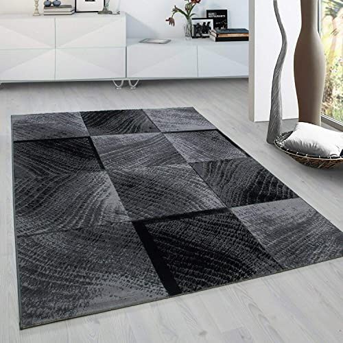 viceroy bedding Rug CHECK Modern Design Black Grey Charcoal Rugs Living Room Extra Large Size Soft Touch Short Pile Style Carpet Area Rugs Non Shedding (160 cm x 230cm (5.5ft x 7.5ft)