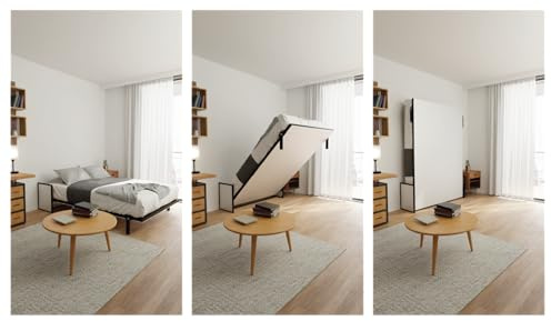 WallBedKing Morphy Studio väggsäng – Komplett modulärt multisystem (SizeFlex™ + TypeFlex™), platsbesparande fällsäng (140x190 cm, vertikal)