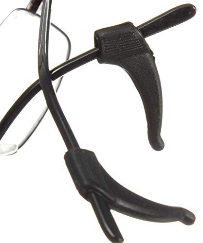 GUYAQ 5 Paires de Lunettes Porte-Lunettes Anti-dérapant Bouchons de Lunettes poignées d'oreille retenue Lunettes Accessoires Lunettes en Silicone Crochets d'oreille Manchons antidérapants,Noir