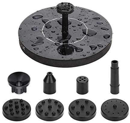 Yiida Fontaine solaire avec 6 magnifiques lumières LED colorées, batterie de stockage de 1,5 W, fontaine solaire pour bassin extérieur, aquarium ou décoration de jardin