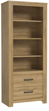 FORTE Havanna Regal mit 2 Schubladen, Holzwerkstoff, Alteiche, B x H x T: 77 x 185,3 x 42,2 cm