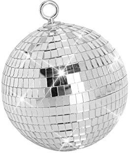 Disco Balls - 6 inch Stage Mirror Balls with Hanging Rings for Christmas, Wedding, Birthday Parties (Silver)