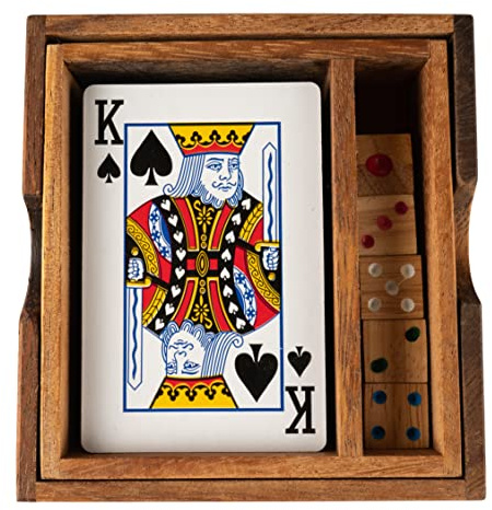 Ensembles de Cartes Blackjack avec 5 dés et Paquet en Bois (Card Blackjack)