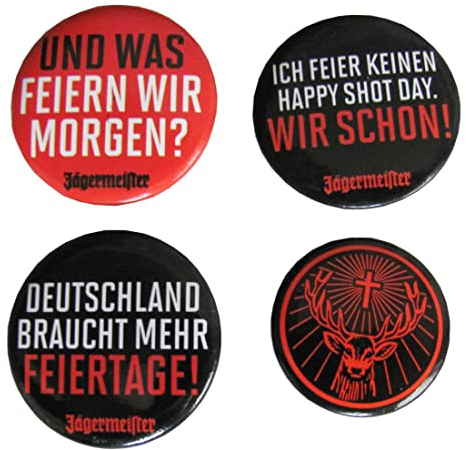 J ä g e r m e i s t e r - 4 Ansteck-Buttons - Set 03-3x 30 mm & 1x 25 mm