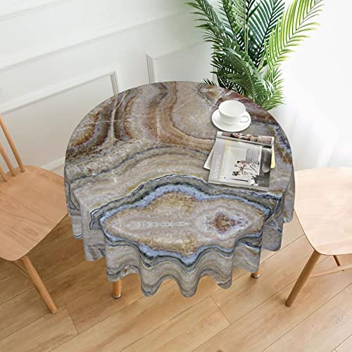 OGNOT Onyx Stein Hellblau Runde Tischdecke, Dekostoff Tischdecke für Esstisch, Buffet-Partys und Camping
