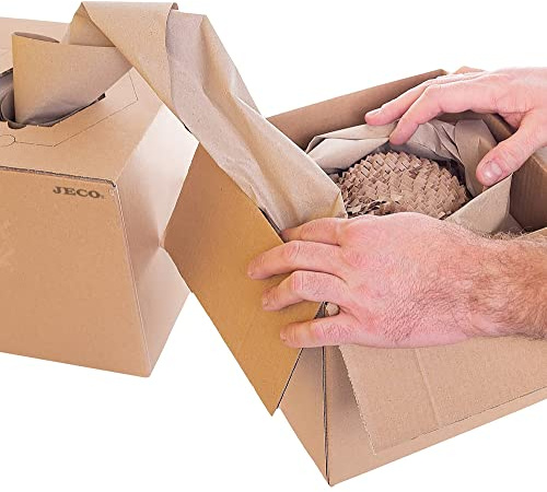 Jeco - Lot de 1 rouleau de papier kraft froissé 20cm x 250m bourrage calage remplissage écologique protection colis en distributeur 100% recyclé et recyclable