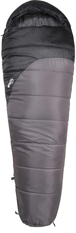 Mountain Warehouse Summit 250 Schlafsack - 3/4 Saison Isolierter & Mumienförmiger Schlafsack, 22cmX40cm wenn gepackt - Für Herbst, Camping & Trekking Grau Reißverschluss rechts - Lange Länge (215cm)