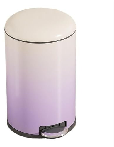 DZYHFCO Abfalleimer, runder Farbverlaufs-Mülleimer mit Deckel, Edelstahl, Pedal-Mülleimer mit herausnehmbarem Einsatz, für Wohnzimmer, Schlafzimmer, Büro, Mülleimer (lila, M)