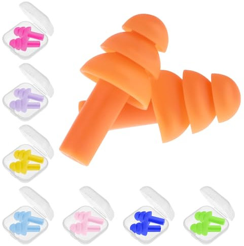 Lot De 8 Paires De Bouchons D Oreilles Réutilisables En Silicone Pour Réduction Du Bruit Protection Auditive Pour La Natation Le Ronflement Les Concerts Le Travail Les Endroits Bruyants