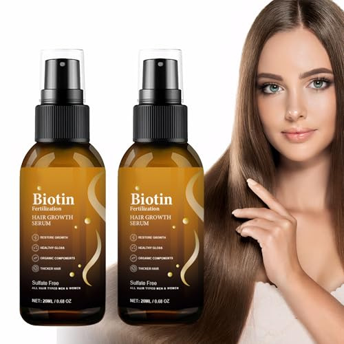 MADGININE 2 Pcs Hair Growth Spray, Biotin 20ml, Biotin Hair Growth Serum, Premium Herbal Essence, Nourishes Hair & Scalp, Thicker, Longer, Stronger Hair