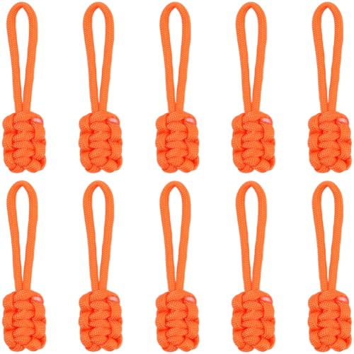 GORGECRAFT 10 Tirette de Rechange pour Fermeture Éclair Cordon Tissé Corde en Polyester Rallonge de Tirette Orange Curseur Poignée pour Sacs à Main Valises Sacs à Dos Bagages et Vêtements.