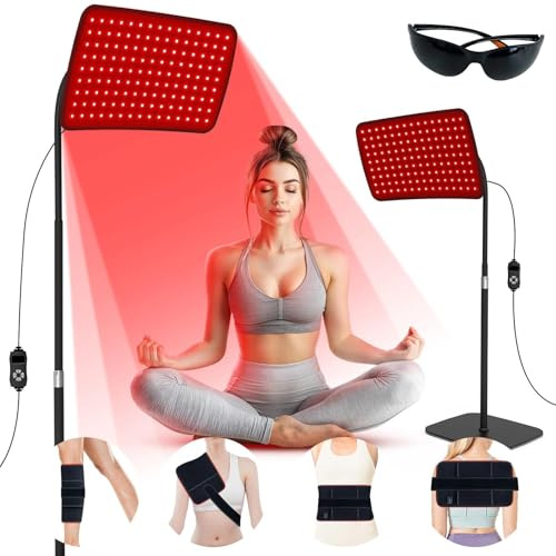 Tunansx Red Light Therapy for Face and Body, 2-in-1 Near Infrared Light Therapy Lamp and Wearable Wrap Pad, 10Hz Pulse 660nm 850nm Device for Worker Body Back Pain Relieft, Gift for Parents Women Men