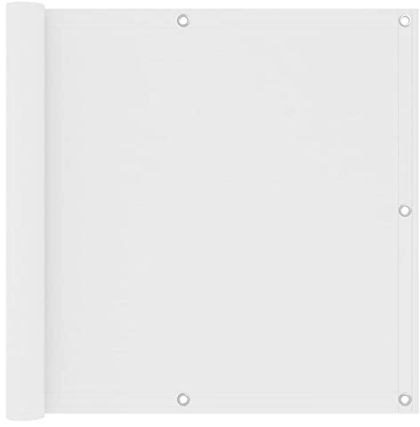 Mokuyary Protector de privacidad para balcón, color blanco, 90 x 500 cm, tela Oxford, revestimiento de balcón, cubierta opaca contra el viento para jardín, terraza, exterior