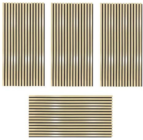 Generic 4 Delar 3D Räfflade Träpaneler Snygg Ljudabsorberande Väggdekoration för övningsrum och Musiksal 47,24x23,82tum PET-fiberskiva med Medeldensitet