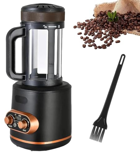 Tostador de granos de café con aire caliente de 2400 W, tostadora de café casera de 300 g con temporizador y temperatura ajustable, enfriamiento automático, cámara de visualización de vidrio