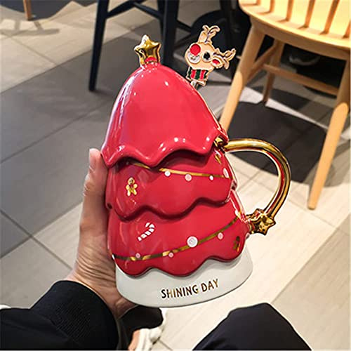 Julgransmugg med lock och sked, mjölkkaffekopp, det bästa for vänner, kreativ personlighet, par