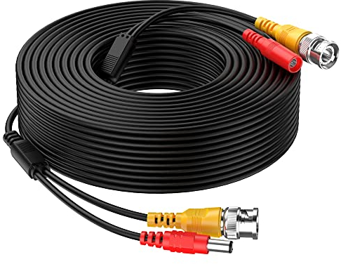 Cocar 65 Pieds 20M Câble d'extension Vidéo BNC Tout-en-Un avec Connecteur DC Power pour Appareil Photo Sécurité Système de Télévision à Circuit Fermé CCTV de Surveillance à Domicile