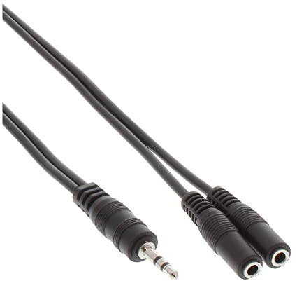 InLine Wentronic 99300A Câble stéréo en Y avec fiche jack 3,5 mm vers 2 prises jack 3,5 mm 1 m