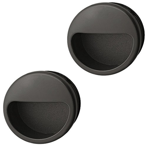 GedoTec Muschelgriff rund Möbelgriff schwarz Griffmuschel Kunststoff - H1930 | Schrank-Griff-Ø 55 mm | Schiebetürgriff MADE IN GERMANY | 2 Stück - Schiebetür-Muschel für Schubladen & Zimmertüren