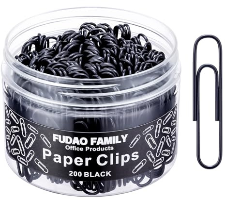 Large Paper Clips, 2 Inch Black Paper Clip, 200 pcs Jumbo Paperclips
