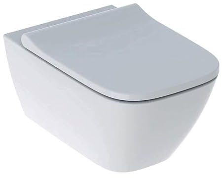 Keramag Smyle Square Set Wand-WC Tiefspüler, geschlossene Form, Rimfree, mit WC-Sitz, überlappender Deckel