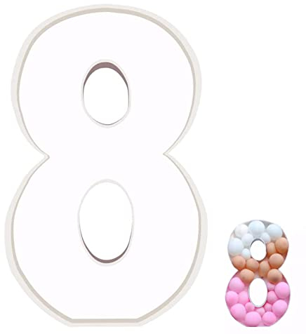 CUCUFA Nummer 8 Ballonbox 28,74 Zoll Nummer 8 Dekorative Ballon Füllung KT Board Box Nummer Rahmenmodellierung Ballonbox (Nicht enthaltene Luftballons) Nummer 8 Ballonrahmen