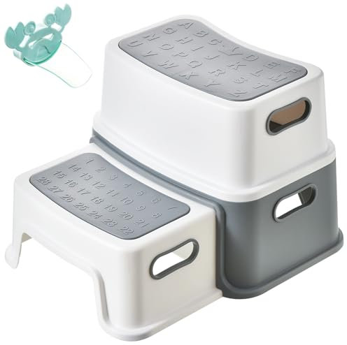 UCAMP Tritthocker Kinder,Tritthocker für Kinder 2 Stufen,Robuster Hocker Zweistufiger Tritthocker für Badezimmer,Waschbecken und Toilette,Anti-Rutsch,Sicherer für Kleinkinder Trittschemel