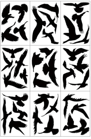 vogelschutz Aufkleber für Fenster, 36 Stück Fensteraufkleber Vogelschutz, Vogelaufkleber für Fensterscheiben, Vogelschutz Aufkleber Fenster Selbstklebend für Fensterscheiben, Glastüren(COLOR:Schwarz)