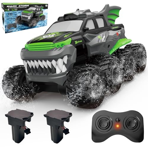 UFULMN Amphibious Remote Control Car 8WD RC Monster Truck for Boys Age 8-12 Offroad Waterproof RC Pickup All Terrain RC Drift Cars Beach Pool Toys Gifts for Kids Green