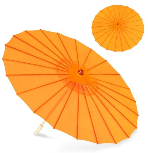 Bestage 33 Orange Nylon Decoration Handmade Parasol Umbrella Chinese Japanese Asian DIY Art Dance Classical Umbrella for Wedding Parties Photography Costumes Cosplay (1 PCS Orange)