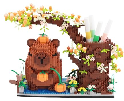 Lixstyea Capybara Stylo de Construction - 1800 pièces Mini Blocs de Construction Cartoon avec Manuel d'instructions, Blocs de Construction 3D Capybara pour Adultes, Jeux et Jouets Éducatifs