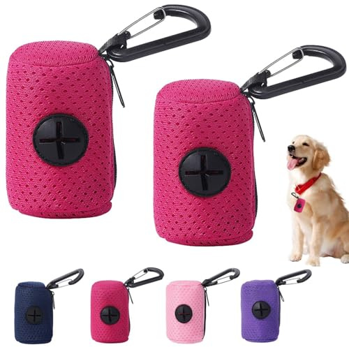 2 Pièces Distributeur De Sac À Crottes Pour Chien, Porte-sac À Crottes De Chien Pour Laisse, Distributeur Sac Déchet Chien En Tissus Portable Avec Mousqueton Pour Marche, Randonnée, Camping, Voyage