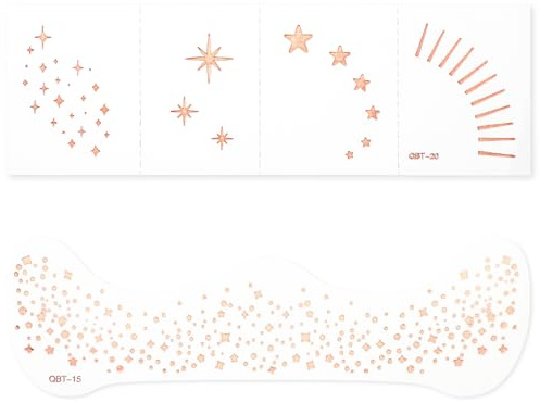 20 Pcs Rose Gold Face Freckles Tattoos, Waterproof Glitter Temporary Fake Sparkle Freckle Makeup Patches for Women Cute Shimmery Christmas Cosplay Carnival Party Festive