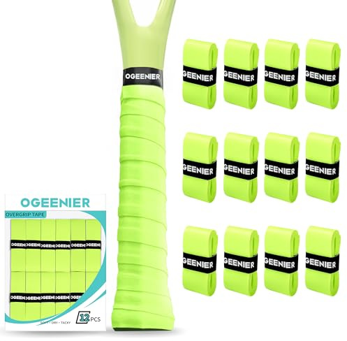 Ogeenier Overgrip x12 Antiscivolo e Anti-Sudore per Racchette, Adesivo Autoadesivo - Perfetto Come Grip Racchetta Padel, Grip Racchetta Tennis e Overgrip Tennis per Padel, Tennis, Badminton e Squash