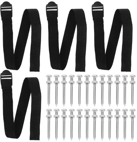 Lurrose Zapatos Aireadores para Césped Correa Ajustable, Clavos Aireador de Metal 4,2 CM y Púas de 58 MM, Kit de 34 Piezas para Jardinería y Cuidado del Césped Manual