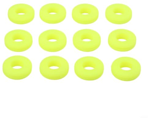 Lot de 12 amortisseurs de vibrations en silicone pour raquette de tennis pour le confort des cordes – Noir, blanc, jaune, orange, vert, 2,1 cm (jaune)