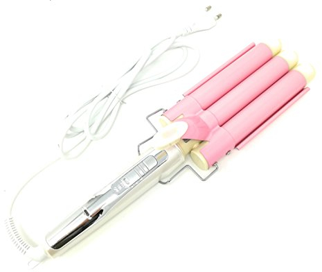 TEMPO DI SALDI Plancha de 3 ramas, pelo ondulado, ondulador, trihierro, profesional, color blanco