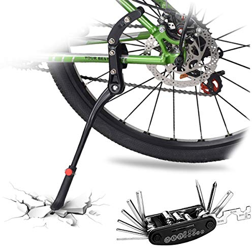 DOBEN Fahrradständer Einstellbarer - Hinterbauständer Aluminiumlegierung - Anti-Rutsch Gummi Fuß Seitenständer für 24-29 Zoll - Fahrrad Ständer/Kickstand / Prop Stand für Mountainbike/MTB, und mehr