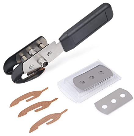 Winjun Folienschneider Sicherheitsmesser Cuttermesser mit Doppelkopf, 3 STK. PTFE Beschichtung Aufkleber, 10 STK. Ersatzklingen für Autofolie Fensterfolie Werkzeug