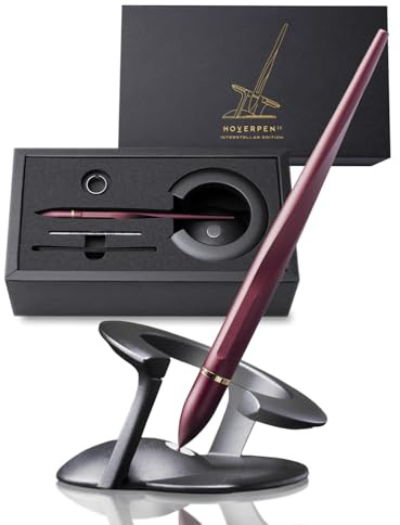 novium Hoverpen Interstellar - Stylo qui Lévite, Or 18K, Mars Magma | Lévitation Magnétique, Anneau en Or 18 Carats, Stylo à Bille avec Recharges Schmidt, Idée Cadeau de Luxe, Décoration Bureau
