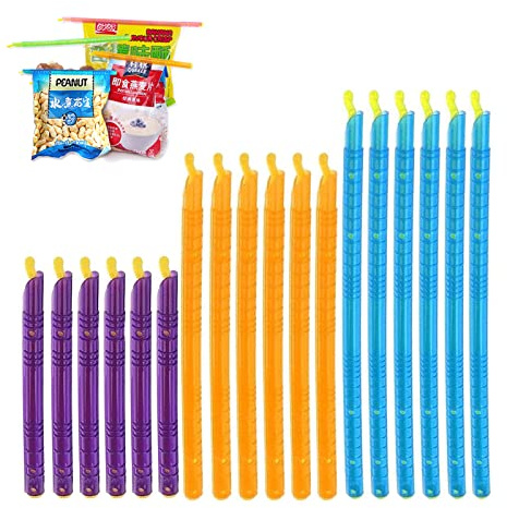 Sacchetti Plastica Clip Clip per Sigillare Sacchetti di Cibo Bastoncini Sigillanti per Sacchetti Durevoli In Plastica da 18 Pezzi, A Prova di Umidità, per Conservare Alimenti, Snack, Farina d'Avena